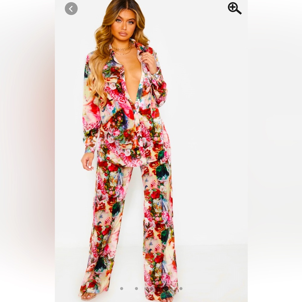 PrettyLittleThing Floral Wide Leg Jumpsuit - Multicolor